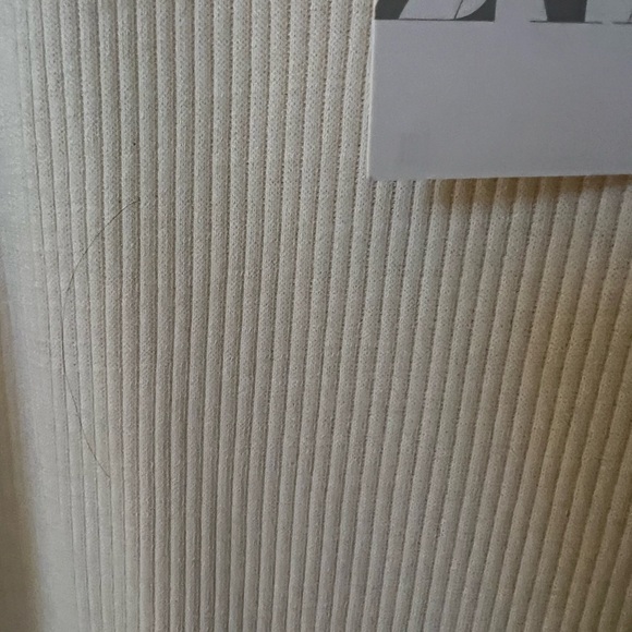 NWT Zara Ribbed Mock Neck Top Beige Taupe Taffeta Puff Sleeves Small - Picture 5 of 5